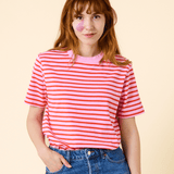 popeia - T-Shirt Gestreift aus Bio - Baumwolle | Pink/Rot - ROSA ECK - Basics, Gestreift,