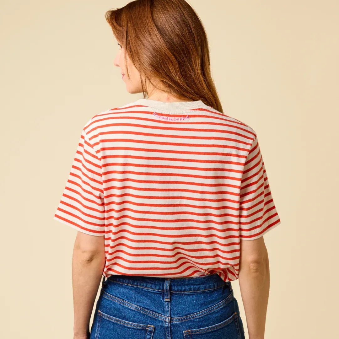 popeia - T-Shirt Gestreift aus Bio - Baumwolle | Popeia Rot/Off - White - T-Shirt - ROSA ECK Concept Store
