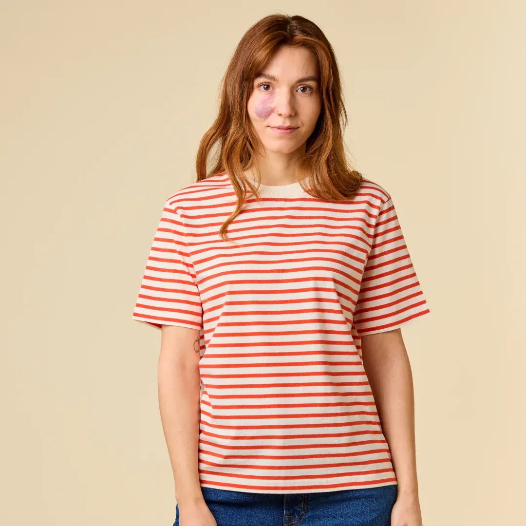 popeia - T-Shirt Gestreift aus Bio - Baumwolle | Popeia Rot/Off - White - T-Shirt - ROSA ECK Concept Store