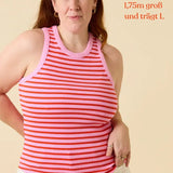popeia - THE 24/7 Top aus Bio - Baumwolle • Gestreift in Pink/Rot - Top - ROSA ECK Concept Store