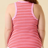 popeia - THE 24/7 Top aus Bio - Baumwolle • Gestreift in Pink/Rot - Top - ROSA ECK Concept Store