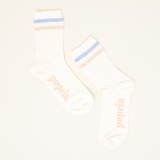 popeia - THE SPORTY Socken aus Bio - Baumwolle | Hellblau mit Streifen - ROSA ECK - Blau, Sportsocken, Weiß
