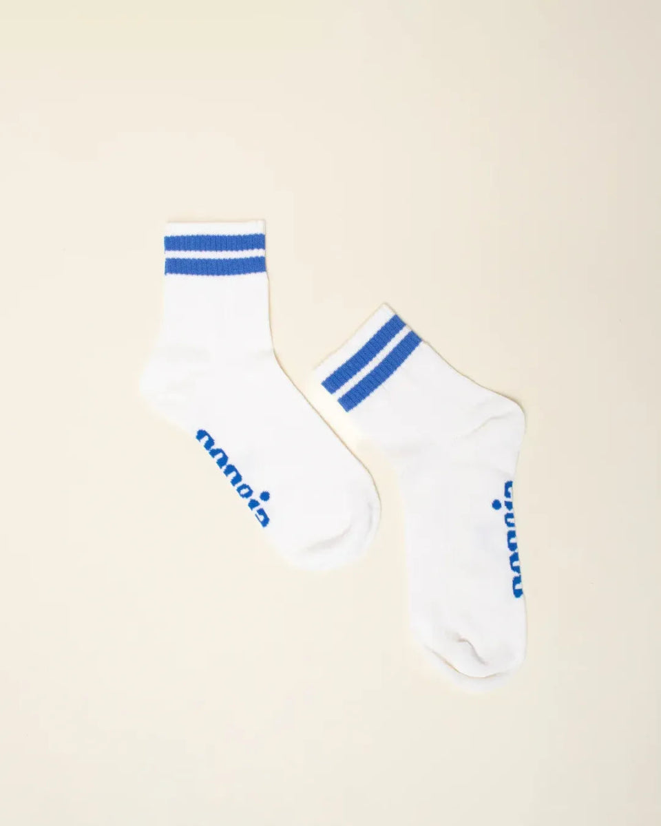 popeia - THE TENNIS Ankle Socken aus Bio - Baumwolle • Blaue Streifen - Socken - ROSA ECK Concept Store