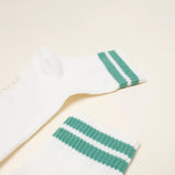 popeia - THE TENNIS Ankle Socken aus Bio - Baumwolle • Grüne Streifen - Socken - ROSA ECK Concept Store