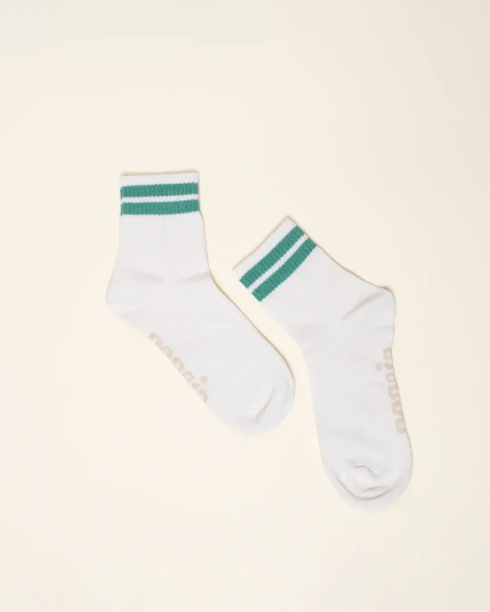 popeia - THE TENNIS Ankle Socken aus Bio - Baumwolle • Grüne Streifen - Socken - ROSA ECK Concept Store