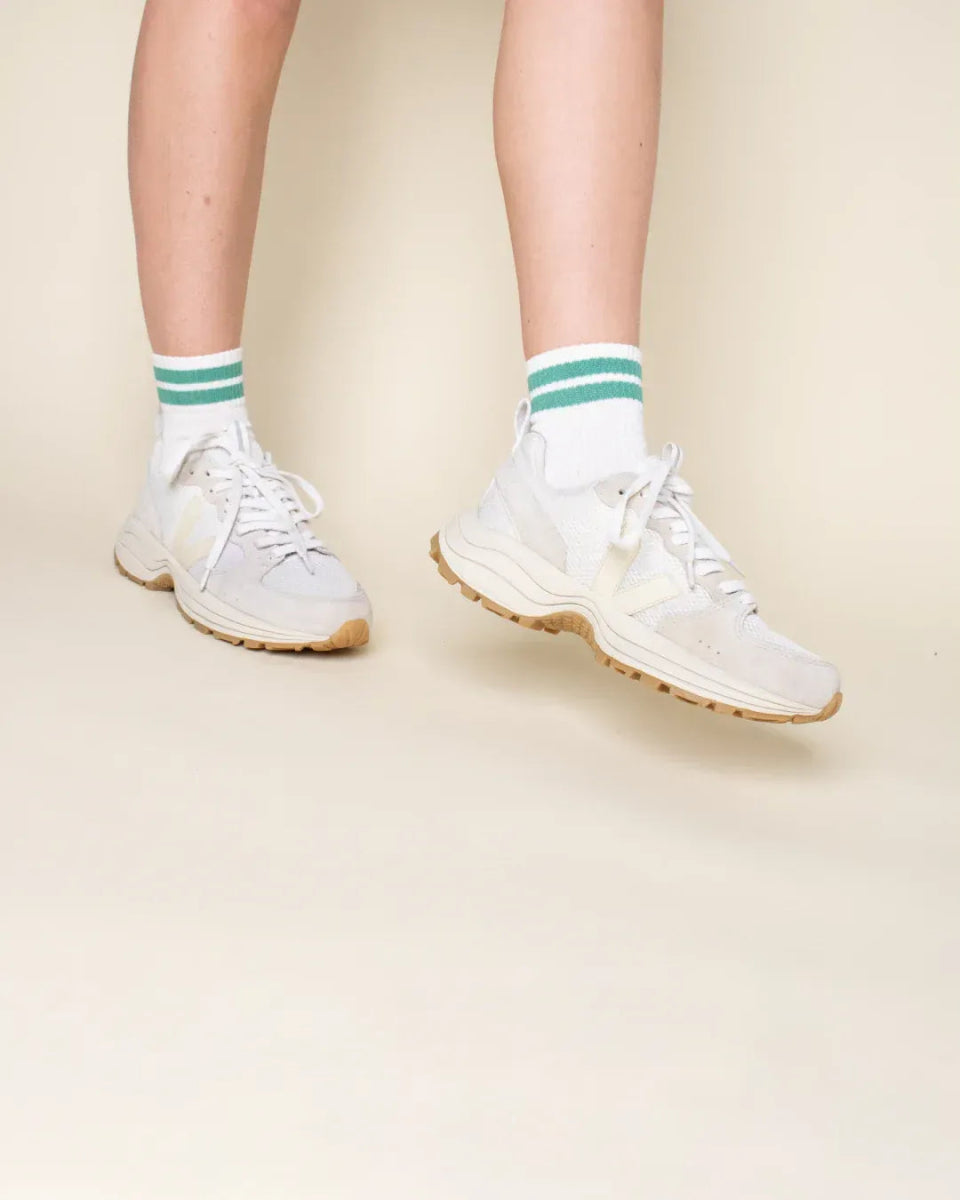 popeia - THE TENNIS Ankle Socken aus Bio - Baumwolle • Grüne Streifen - Socken - ROSA ECK Concept Store