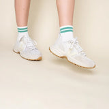 popeia - THE TENNIS Ankle Socken aus Bio - Baumwolle • Grüne Streifen - Socken - ROSA ECK Concept Store