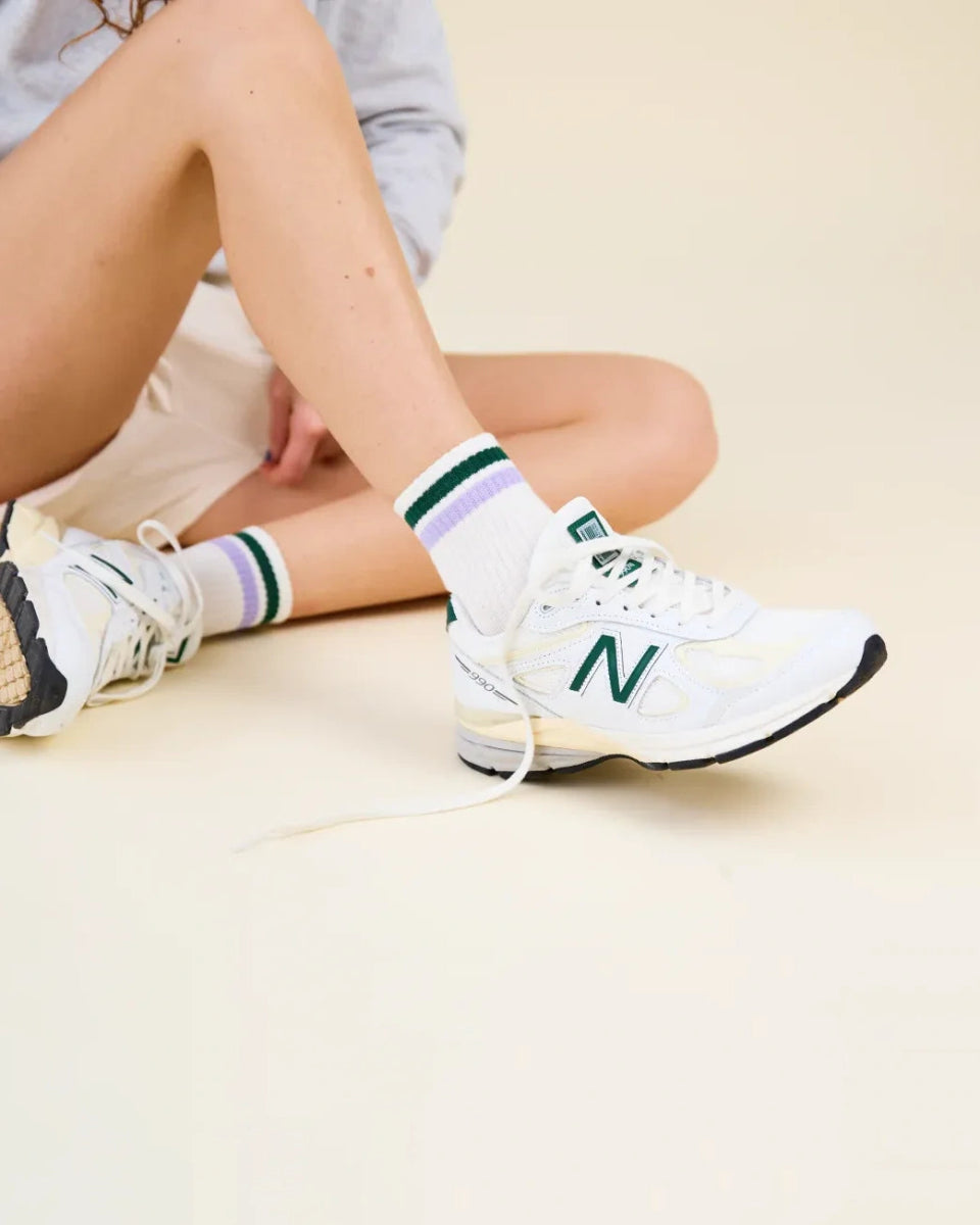 popeia - THE TENNIS Ankle Socken aus Bio - Baumwolle • Grün/Lila - Socken - ROSA ECK Concept Store