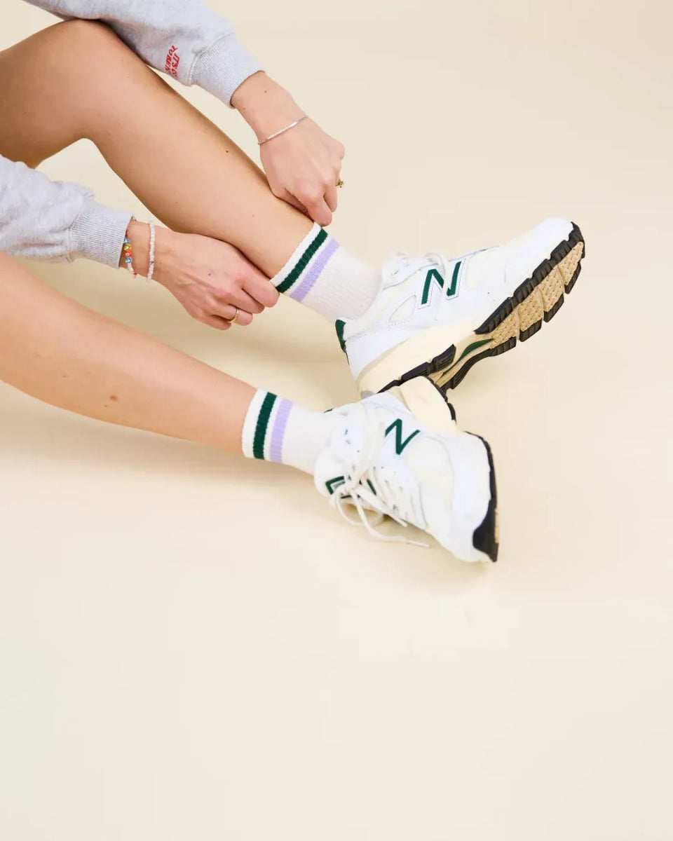 popeia - THE TENNIS Ankle Socken aus Bio - Baumwolle • Grün/Lila - Socken - ROSA ECK Concept Store