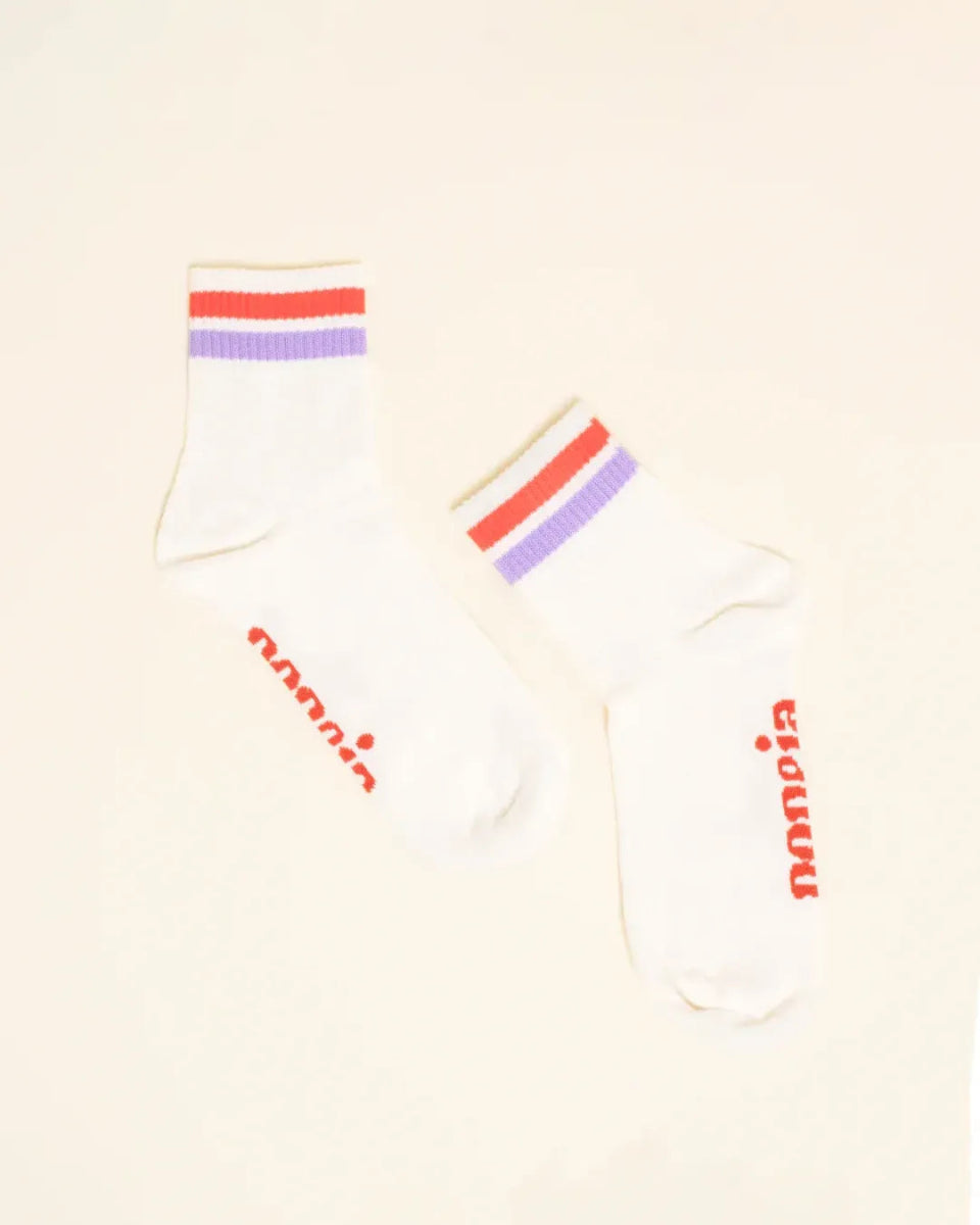 popeia - THE TENNIS Ankle Socken aus Bio - Baumwolle • Lila/Rot - Socken - ROSA ECK Concept Store