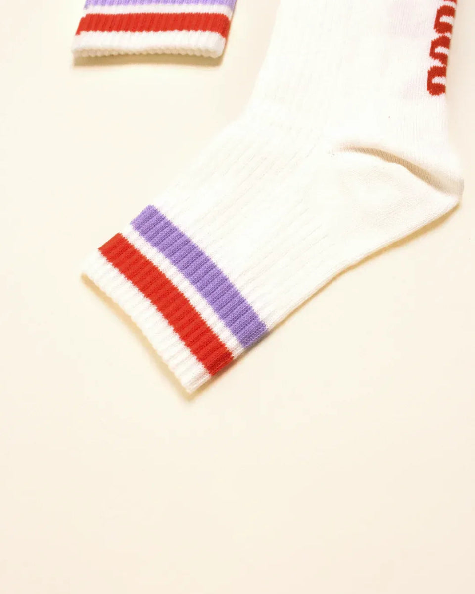 popeia - THE TENNIS Ankle Socken aus Bio - Baumwolle • Lila/Rot - Socken - ROSA ECK Concept Store