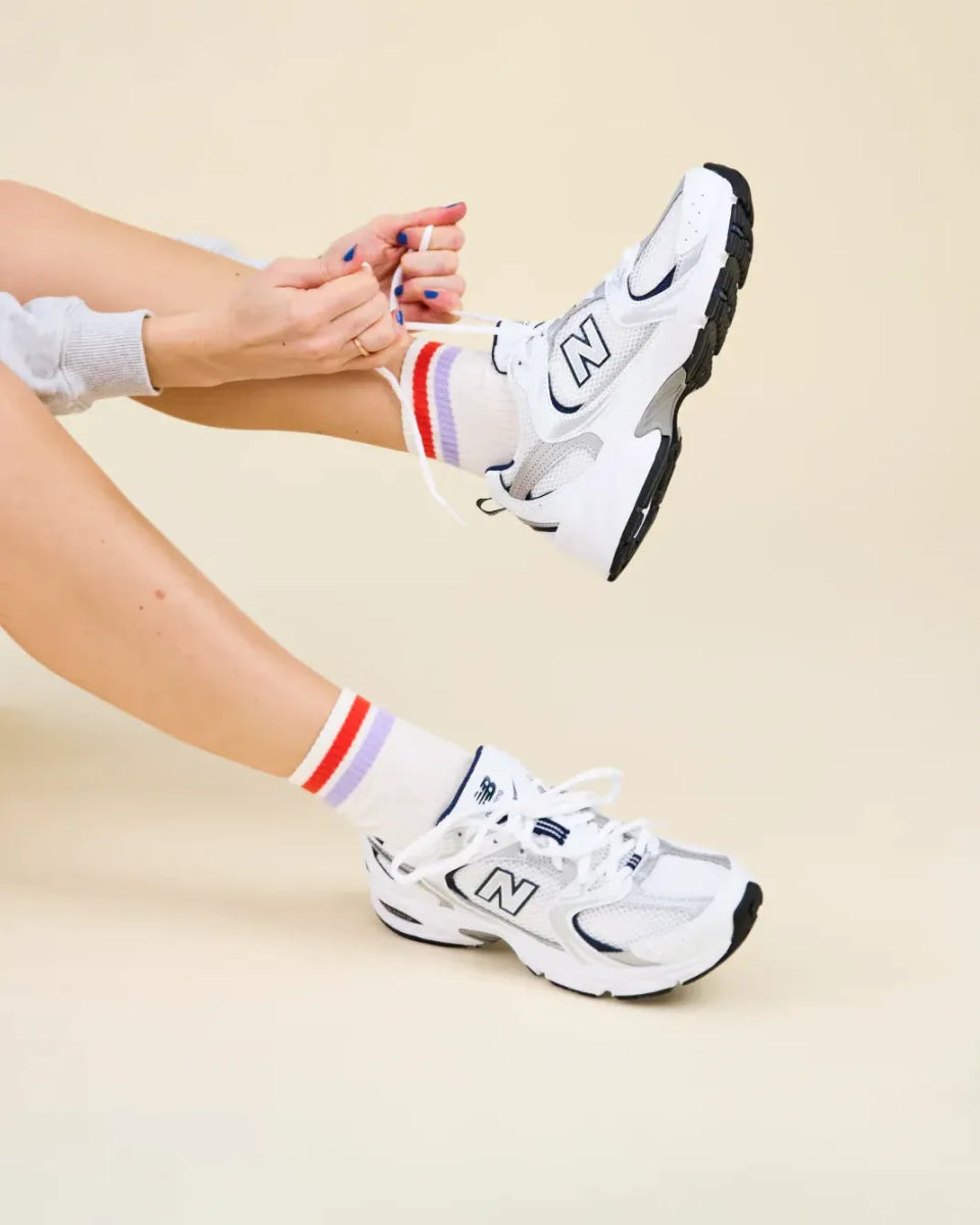 popeia - THE TENNIS Ankle Socken aus Bio - Baumwolle • Lila/Rot - Socken - ROSA ECK Concept Store