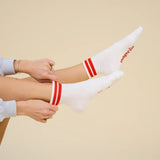 popeia - THE TENNIS Ankle Socken aus Bio - Baumwolle • Rote Streifen - Socken - ROSA ECK Concept Store