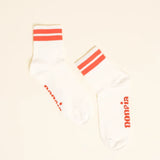 popeia - THE TENNIS Ankle Socken aus Bio - Baumwolle • Rote Streifen - Socken - ROSA ECK Concept Store