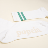 popeia - THE TENNIS Socken aus Bio - Baumwolle | Grüne Streifen - ROSA ECK - , ,