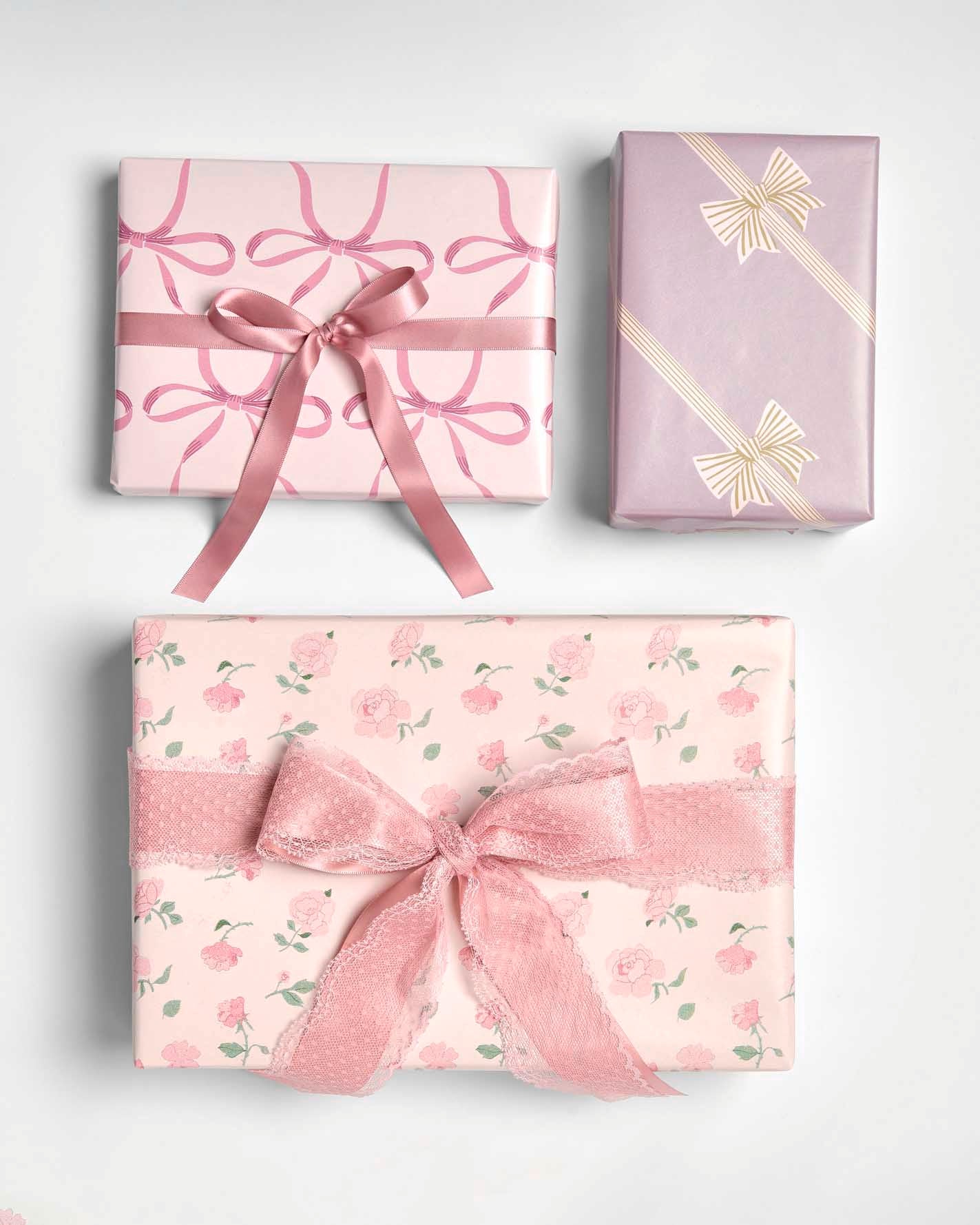 Rico Design - Geschenkpapier | Schleifen Rosa - Geschenkpapier - ROSA ECK - , ,