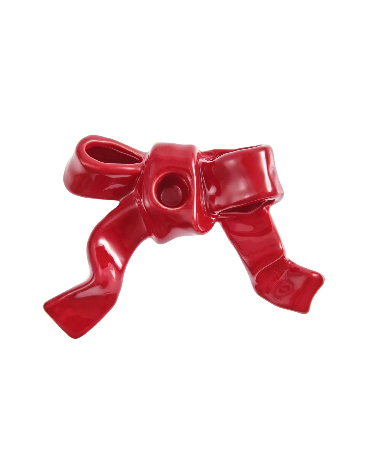 Keramik Kerzenhalter Schleife • Rot