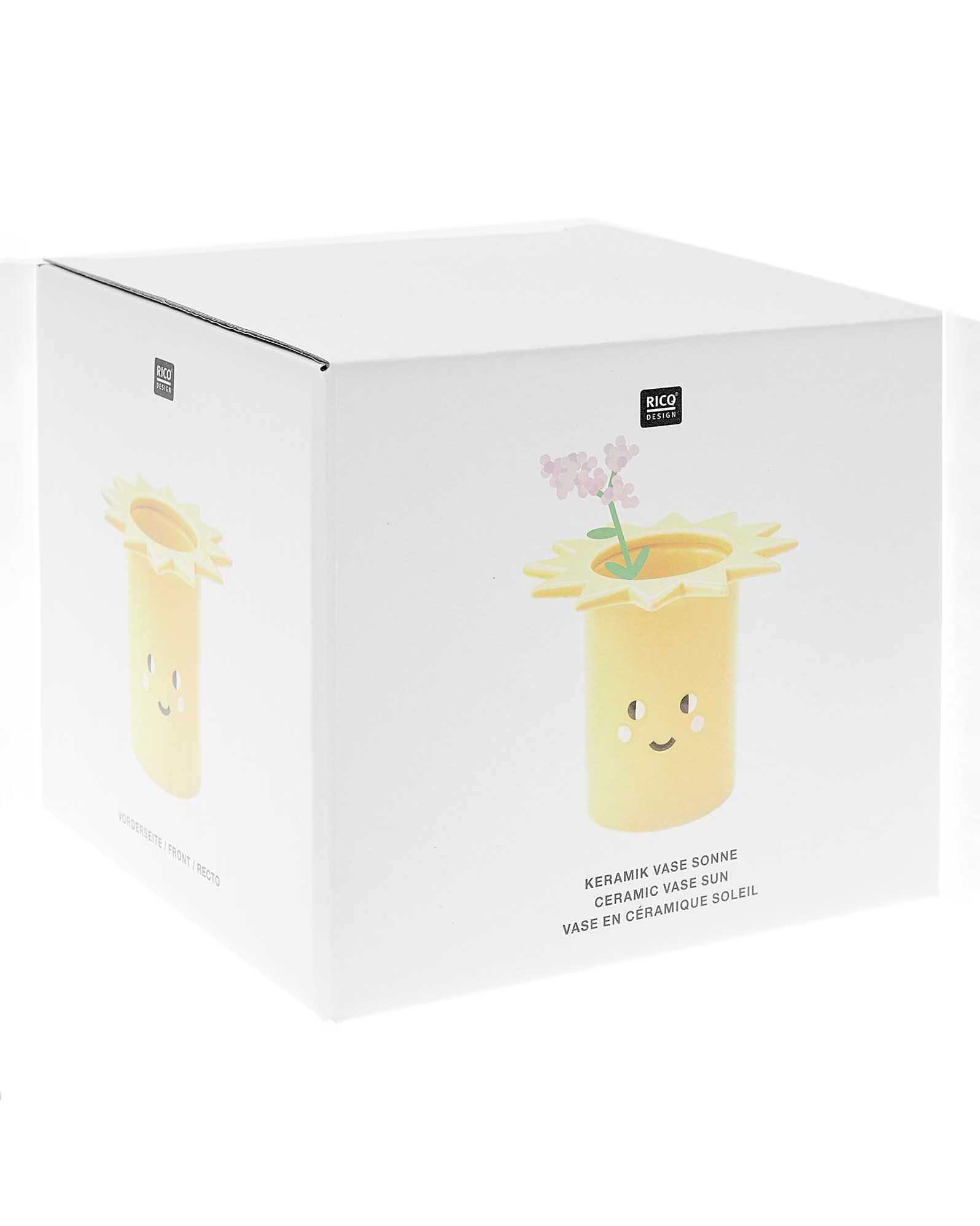 Rico Design - Keramik Vase Sonne | Gelb - Vase - ROSA ECK - Gelb, ,