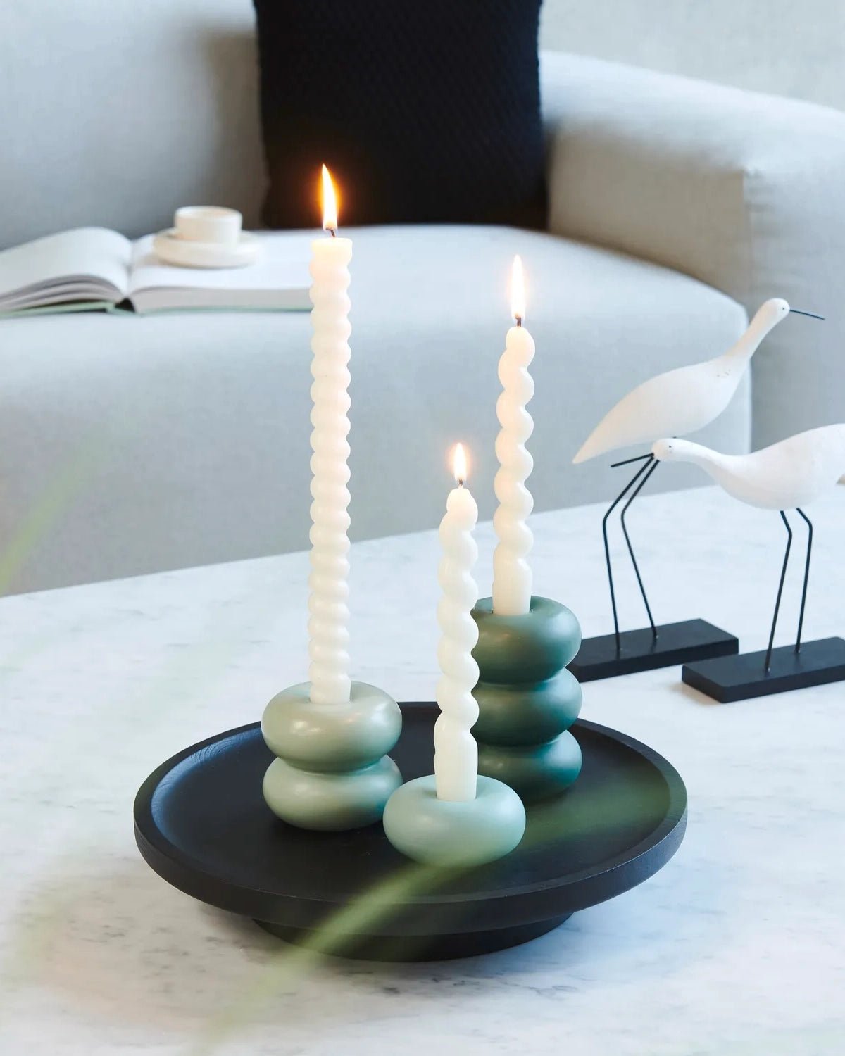 Rico Design - Porzellan Kerzenhalter Ring Grüngrau - ROSA ECK Concept Store