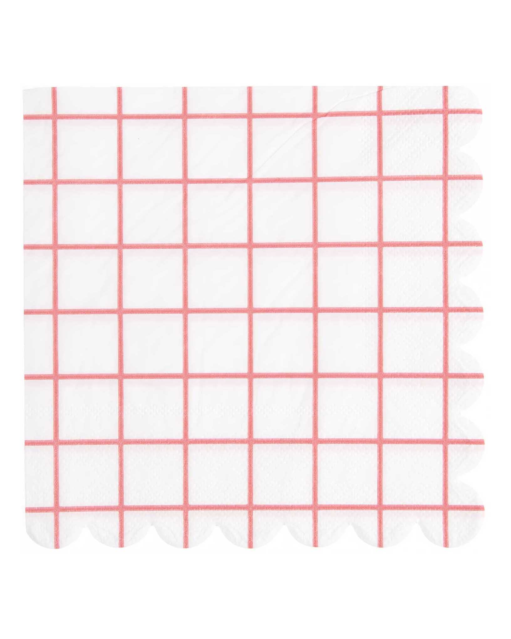 Rico Design - Servietten Raster Weiß/Neon Pink (20 Stück) - Serviette - ROSA ECK - , ,