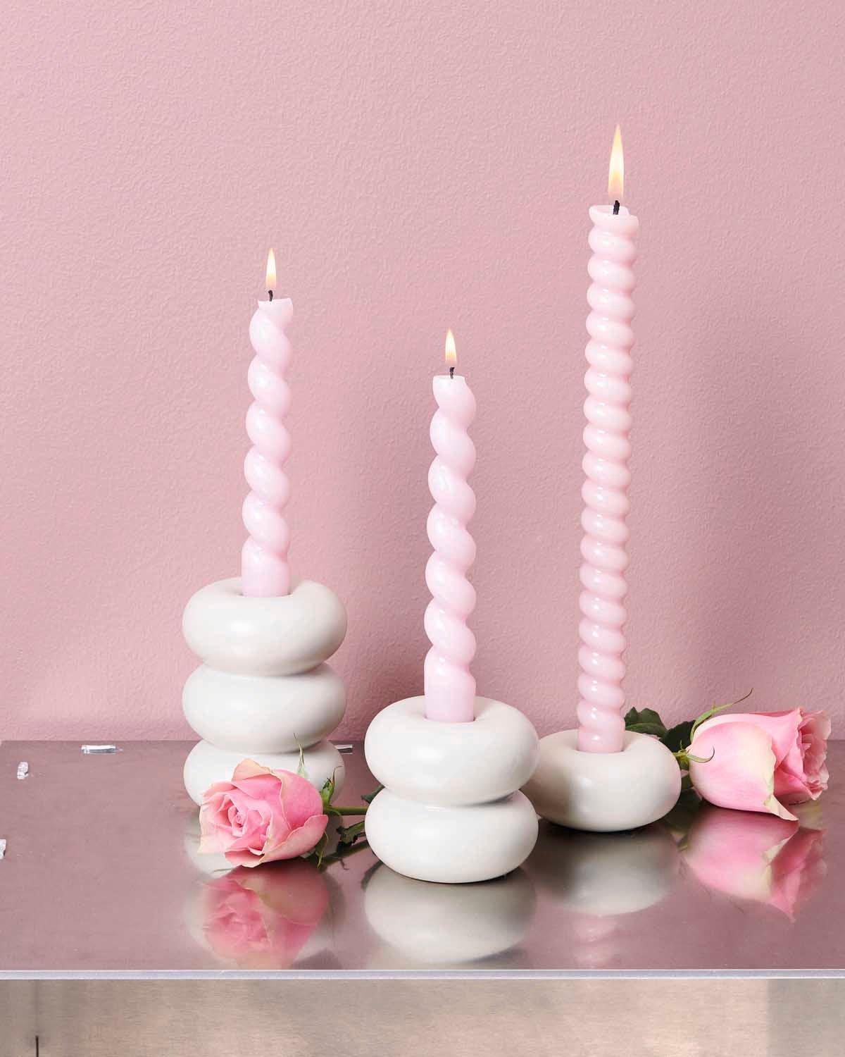 Rico Design - Spiralkerze | Soft Mauve - Kerze - ROSA ECK - Pink, Rosa,