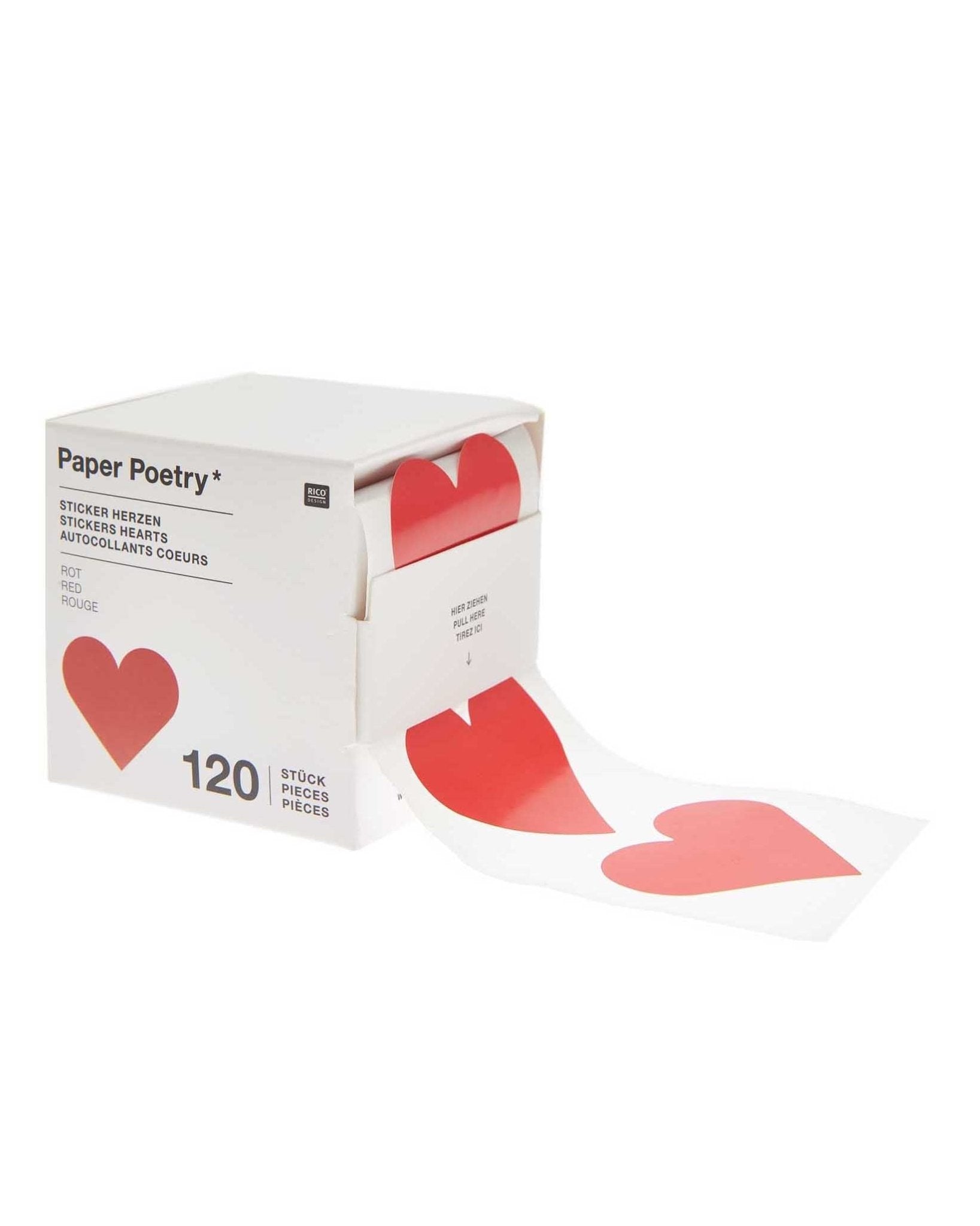 Rico Design - Sticker Herzen rot (120 Stück) - Sticker - ROSA ECK - , ,