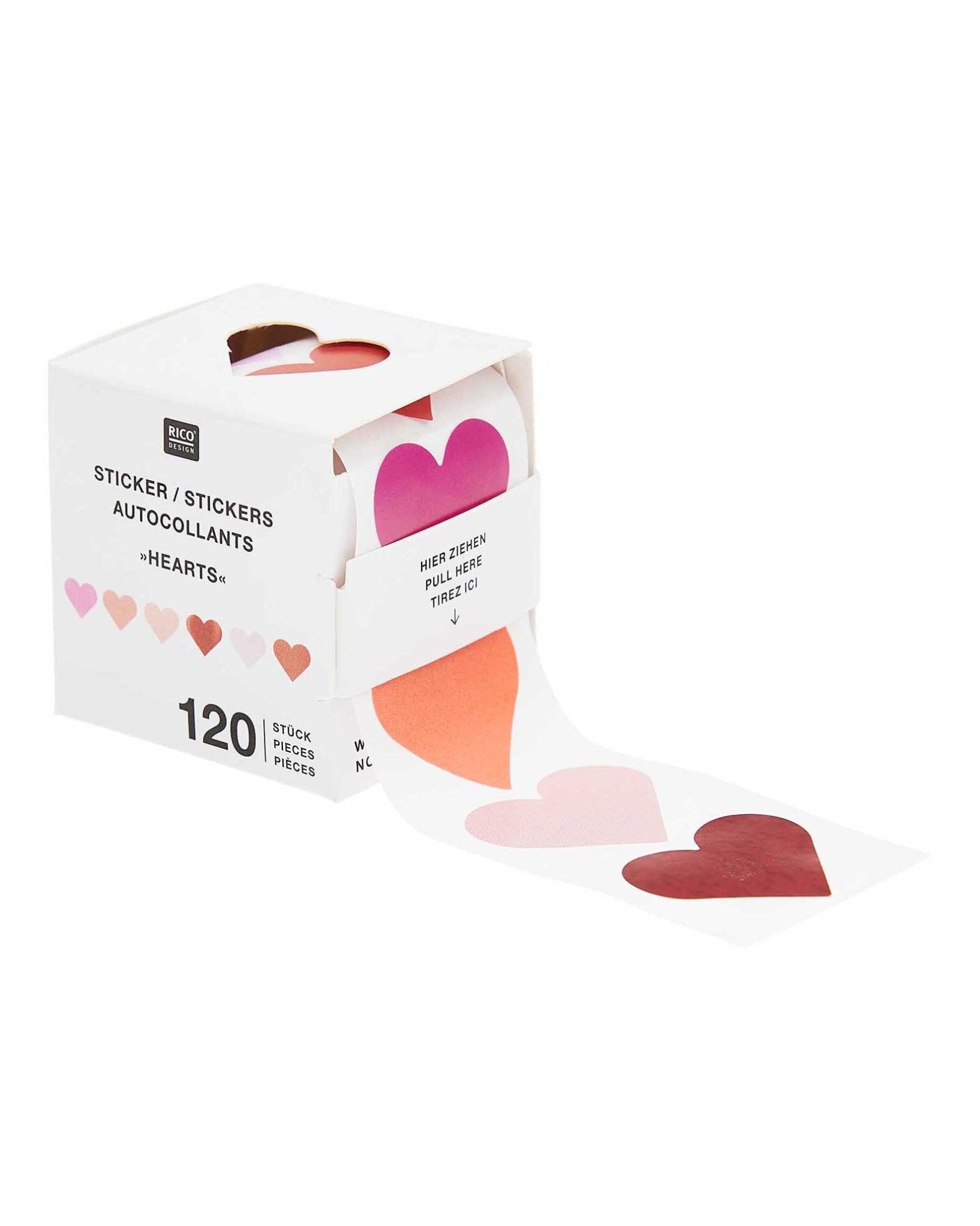 Rico Design - Sticker Herzen, rot, holographisch (120 Stück) - Sticker - ROSA ECK - , ,