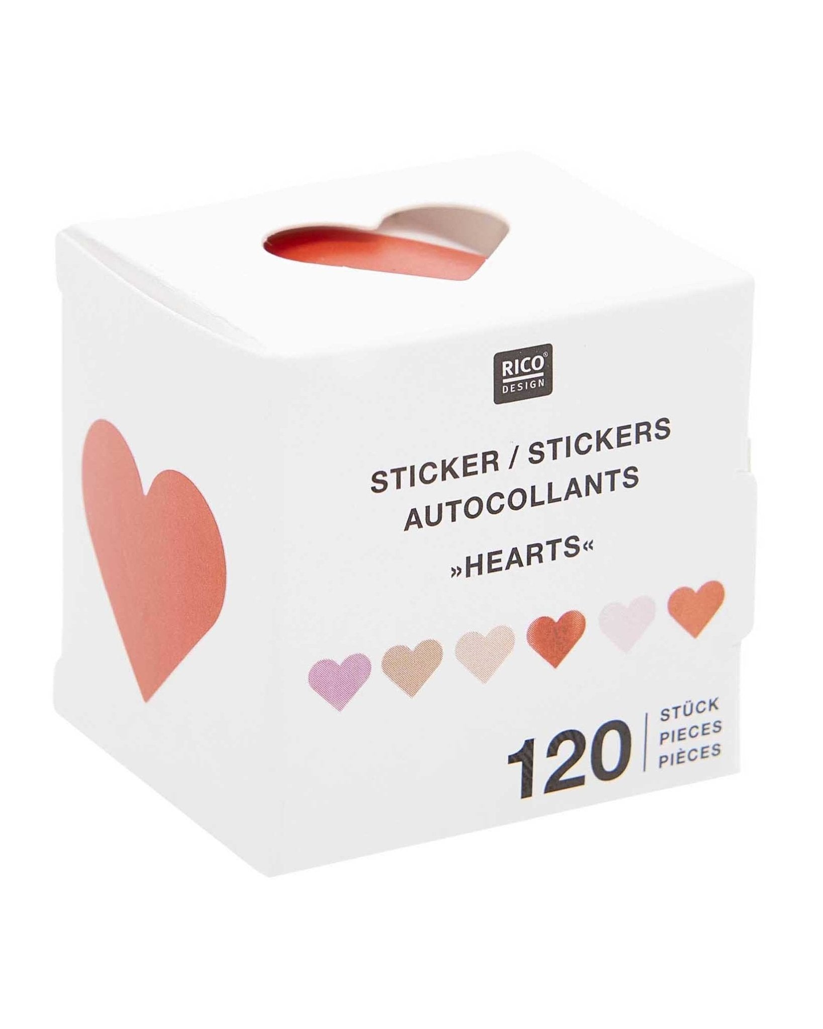 Rico Design - Sticker Herzen, rot, holographisch (120 Stück) - Sticker - ROSA ECK - , ,