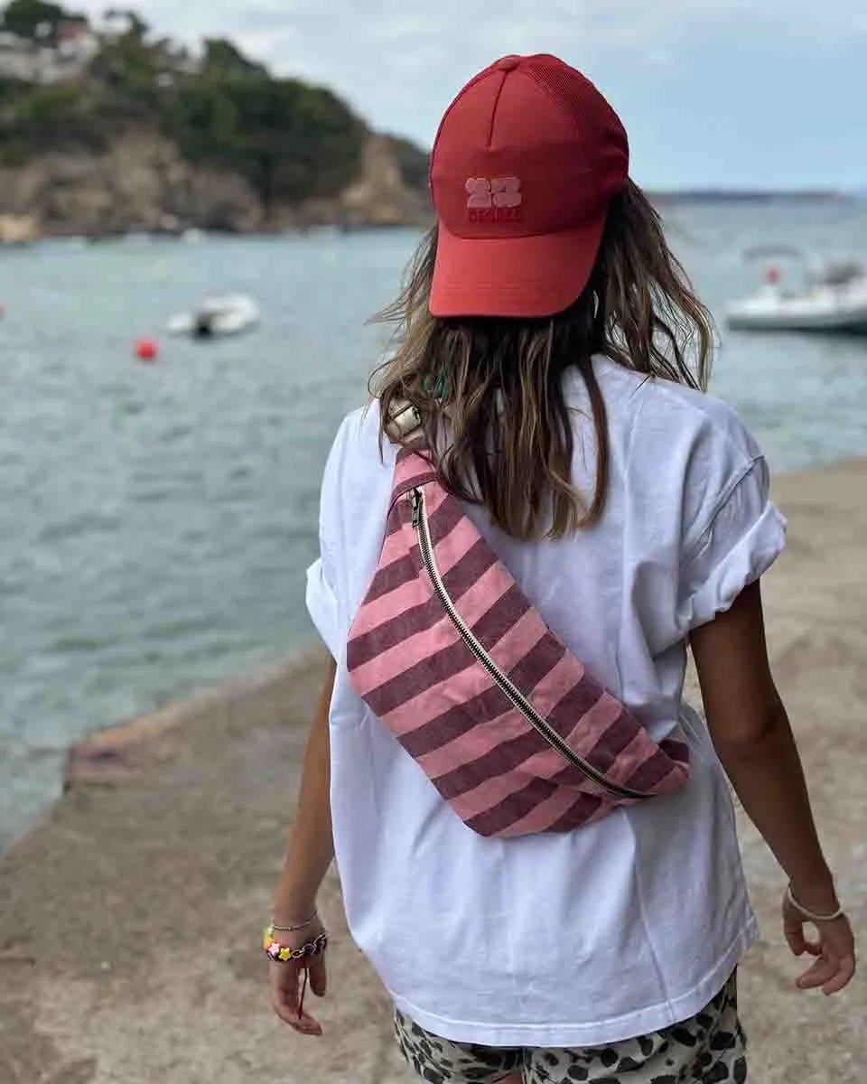 Rose in April - BANANA Bauchtasche | Stripes Burgundy / Flamingo - Tasche - ROSA ECK -