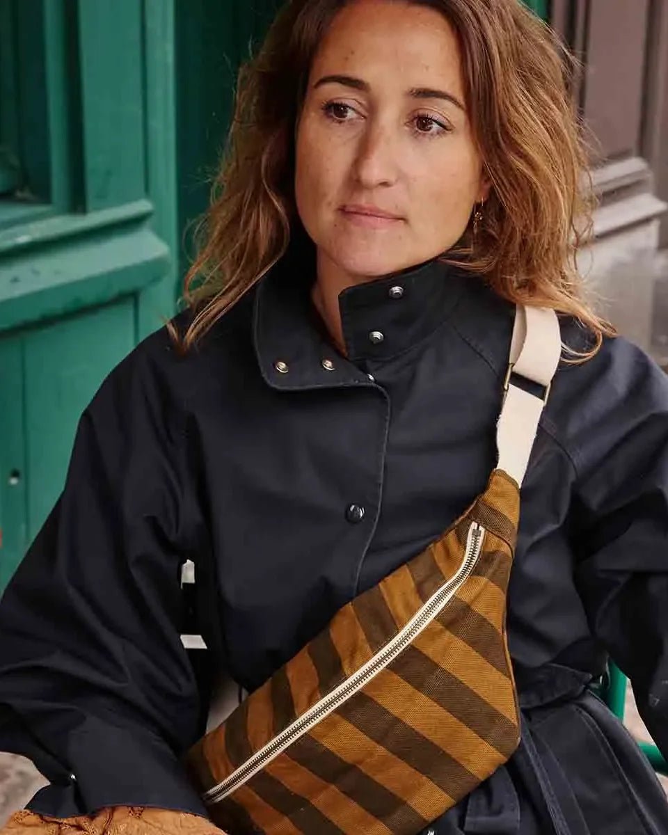 Rose in April - BANANA Bauchtasche • Stripes Cumin/Black - Bauchtasche - ROSA ECK