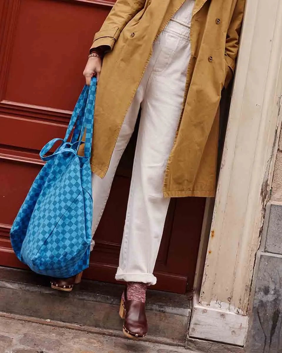 Rose in April - ELISA Einkaufstasche | Checks Navy Blue/Greek Blue - Tasche - ROSA ECK -
