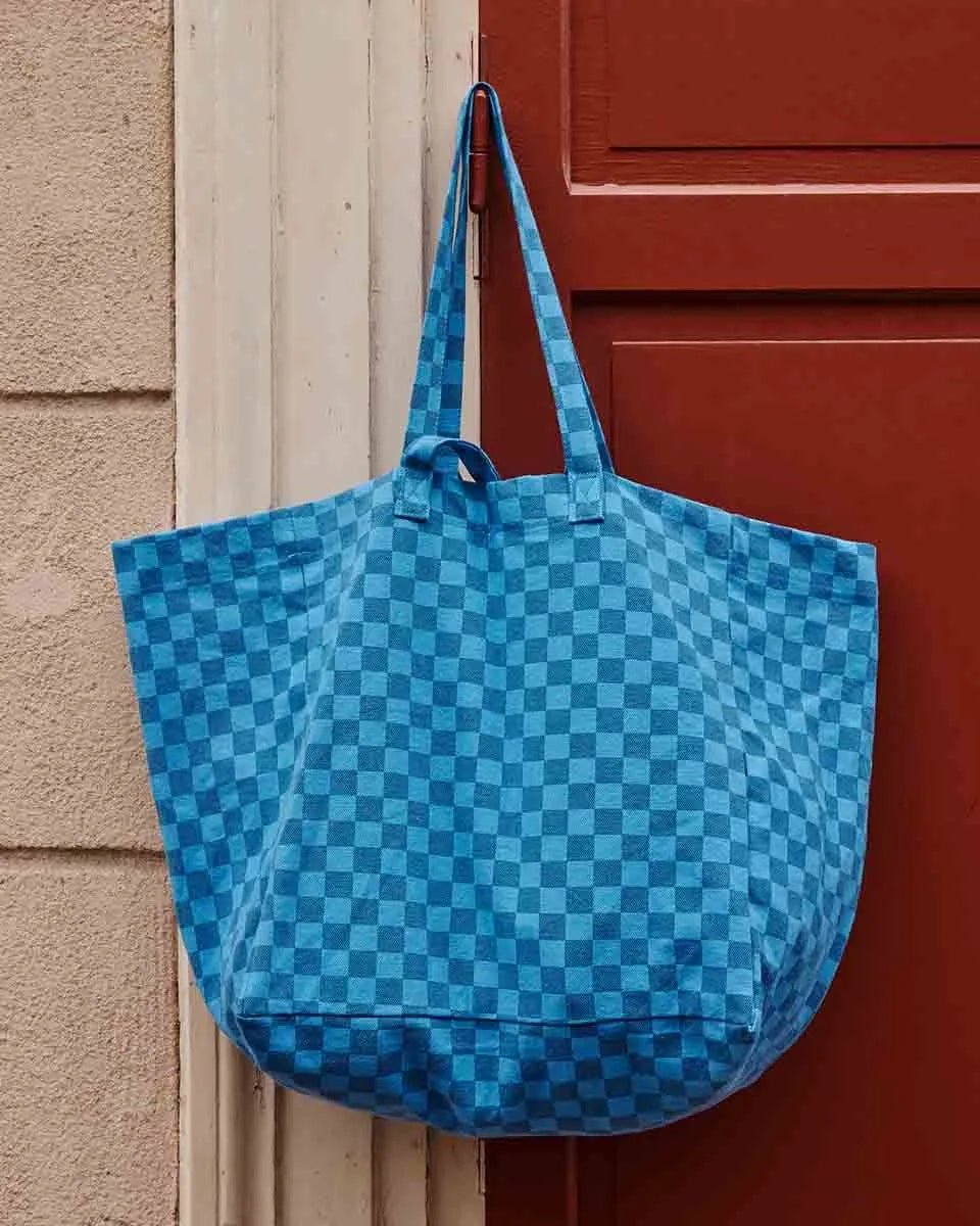 Rose in April - ELISA Einkaufstasche | Checks Navy Blue/Greek Blue - Tasche - ROSA ECK -