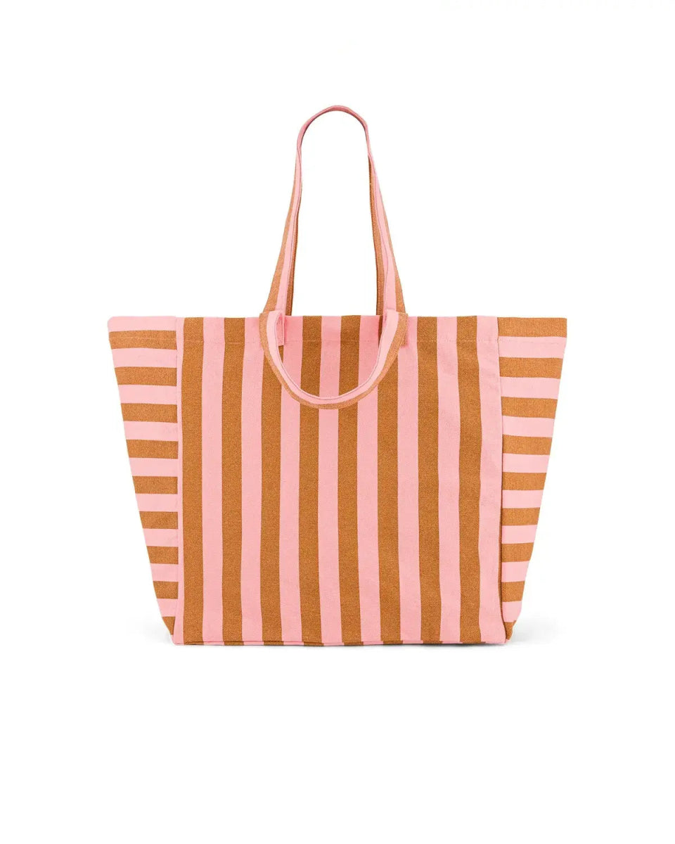 Rose in April - ELISA Einkaufstasche • Stripes Caramel/Strawberry - Tasche - ROSA ECK Concept Store