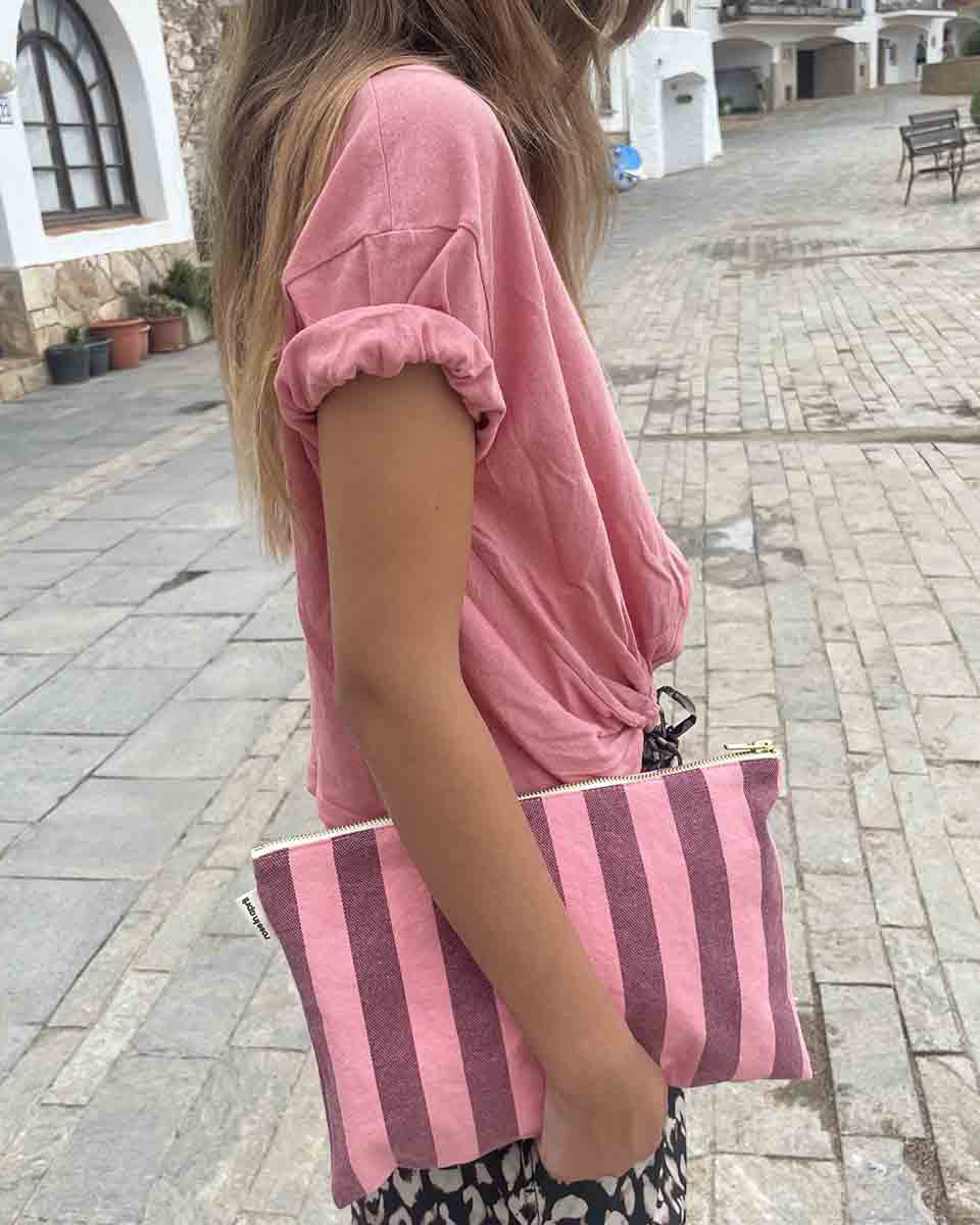Rose in April - LILI Handtasche | Burgundy / Flamingo - Beutel - ROSA ECK -