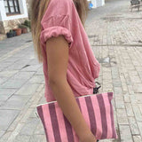 Rose in April - LILI Handtasche | Burgundy / Flamingo - Beutel - ROSA ECK -