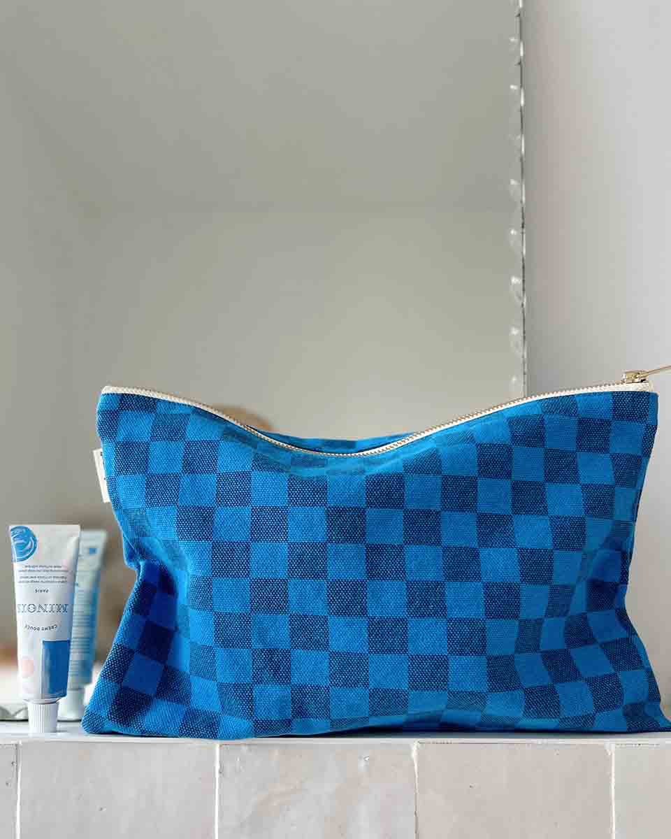 Rose in April - LILI Handtasche | Checks Navy Blue/Greek Blue - Beutel - ROSA ECK -