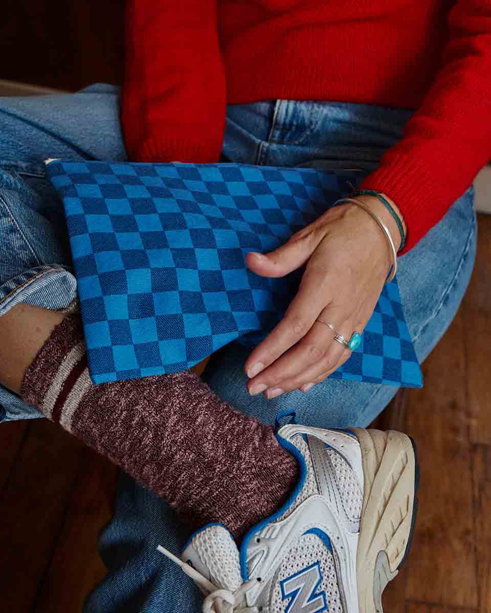 Rose in April - LILI Handtasche | Checks Navy Blue/Greek Blue - Beutel - ROSA ECK -