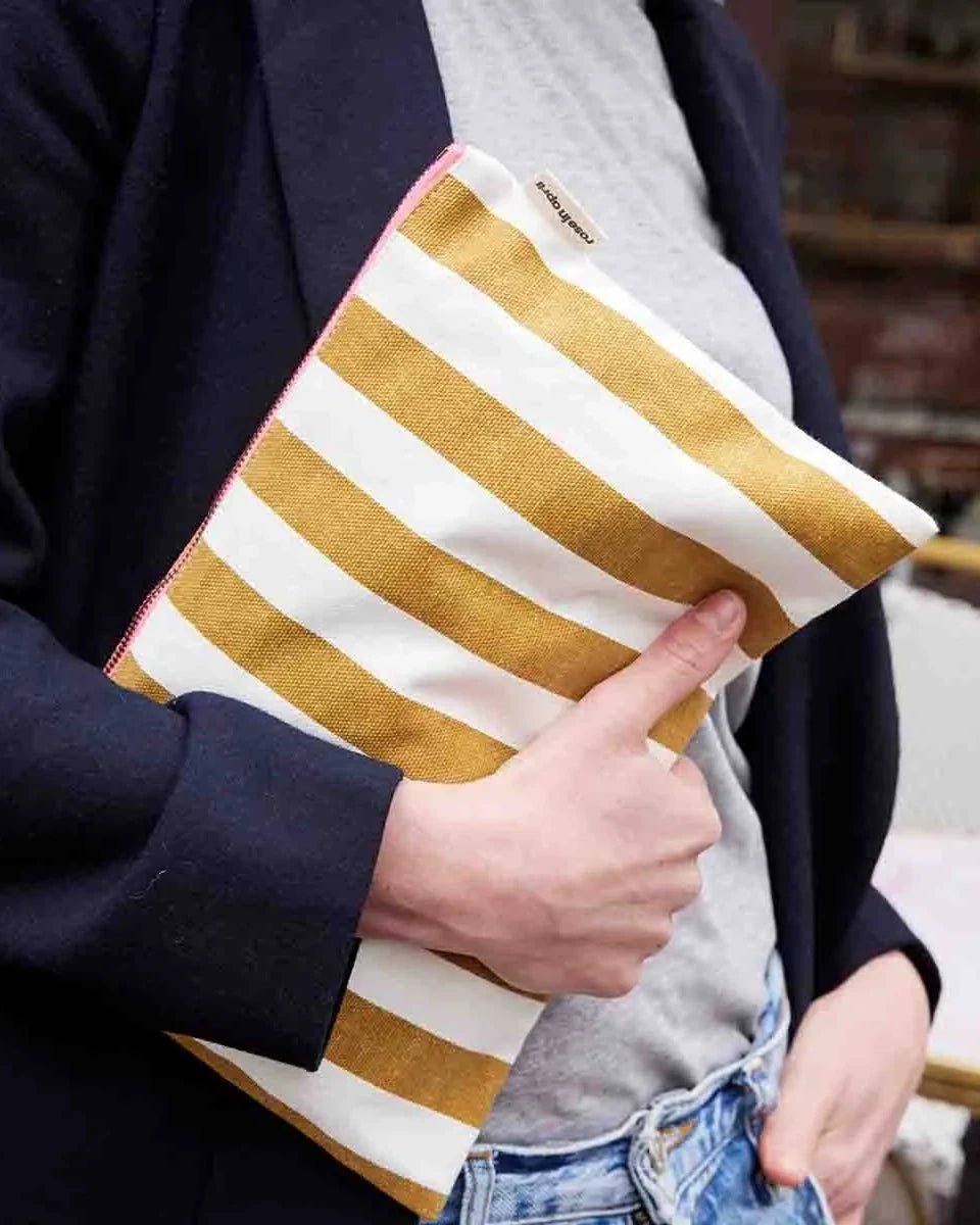 Rose in April - LILI Handtasche | Stripes Ecru/Caramel - ROSA ECK Concept Store