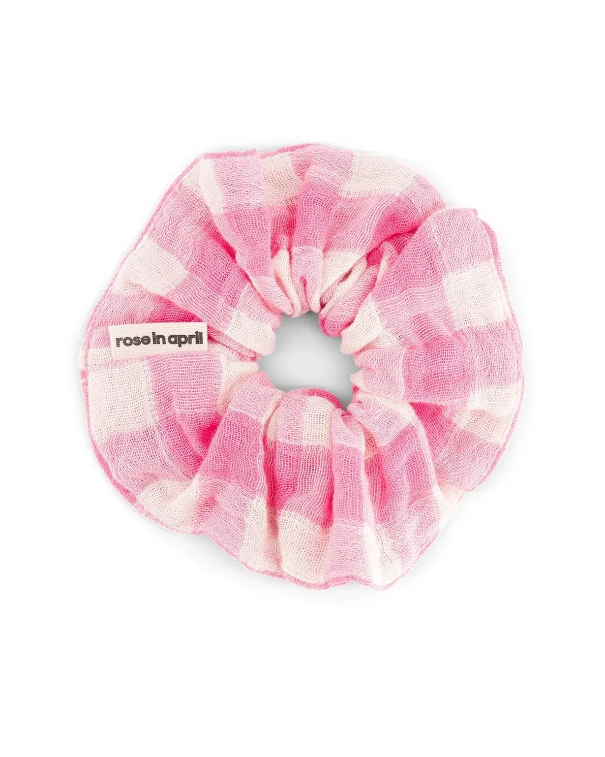 Rose in April - SCRUNCHIE Haargummi | Vichy Ecru - Neon Pink - ROSA ECK Concept Store