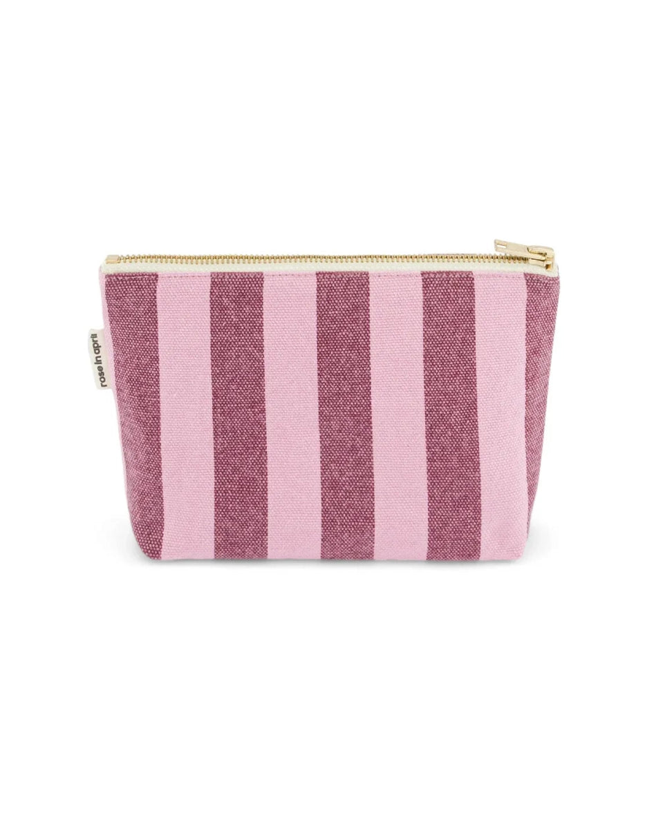 Rose in April - SOFIA Kleiner Kulturbeutel • Stripes Bordeaux/Bubble Pink - Beutel - ROSA ECK Concept Store