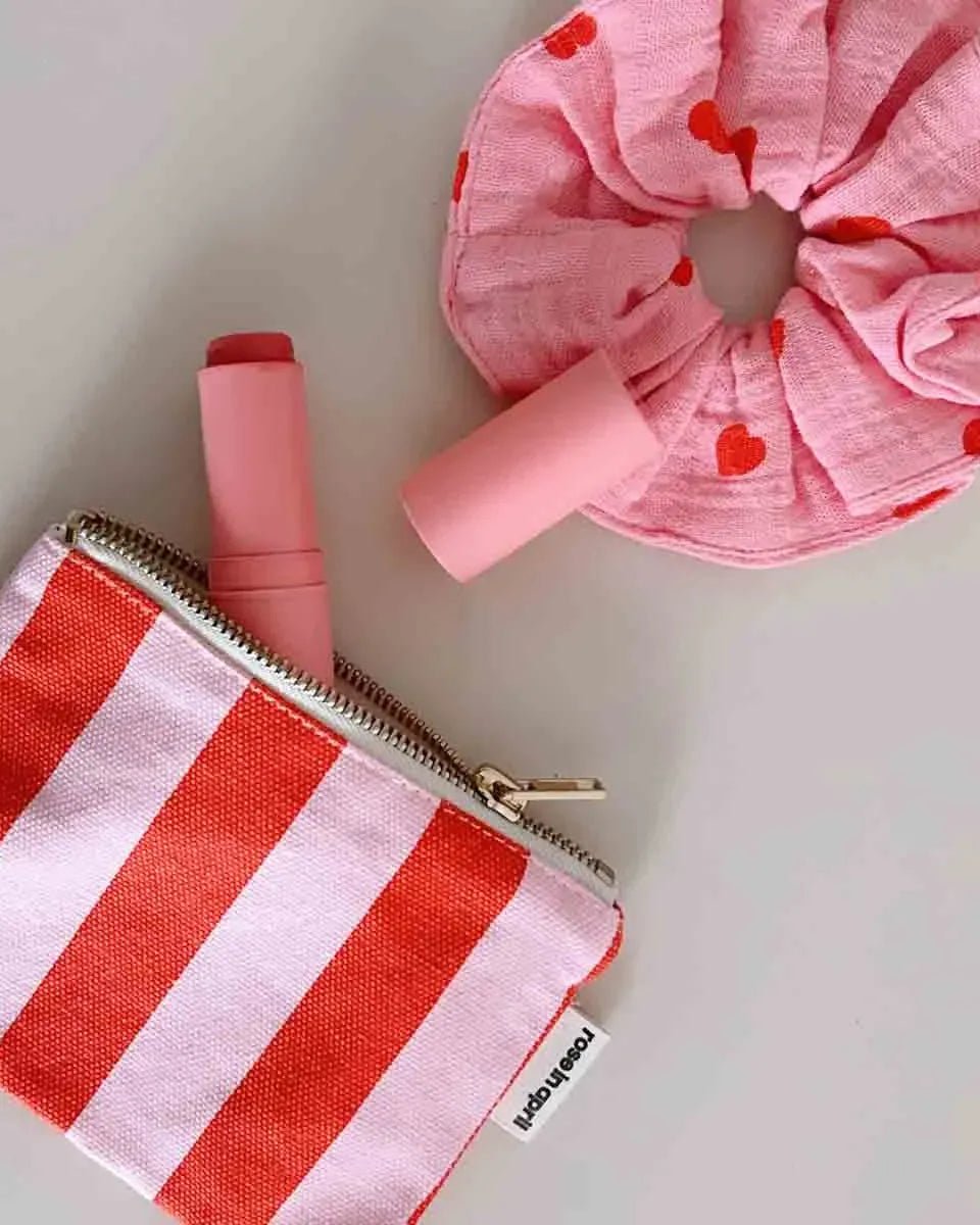 Rose in April - SOFIA Kleiner Kulturbeutel • Stripes Tomato/Candy - Beutel - ROSA ECK Concept Store