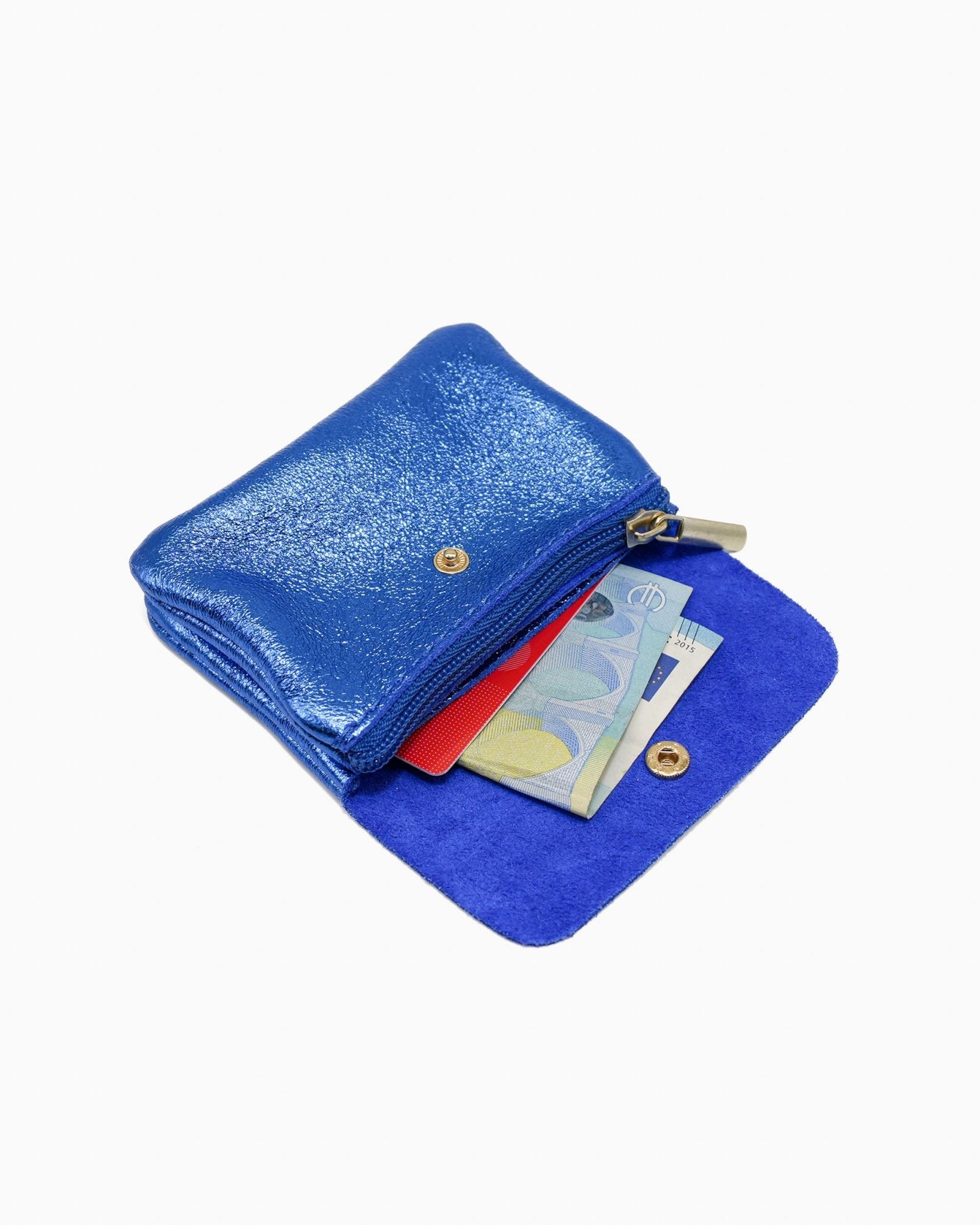 Royal Marais - Geldbeutel aus metallischem Leder | Marineblau - ROSA ECK - Blau, Geldbörse,