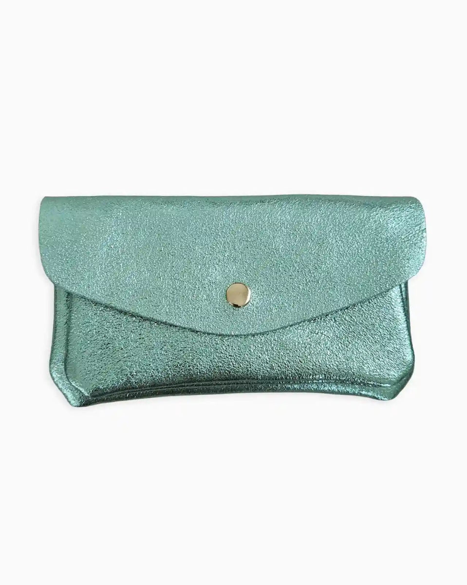 Royal Marais - Geldbeutel aus metallischem Leder mit 2 Taschen • Minz - Grün - Geldbeutel - ROSA ECK Concept Store