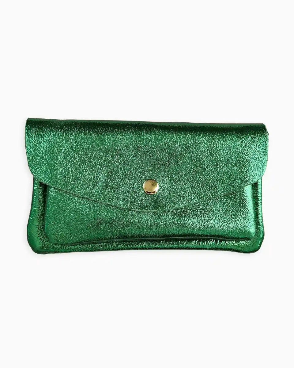 Royal Marais - Geldbeutel aus metallischem Leder mit 2 Taschen • Wiesen - Grün - Geldbeutel - ROSA ECK Concept Store