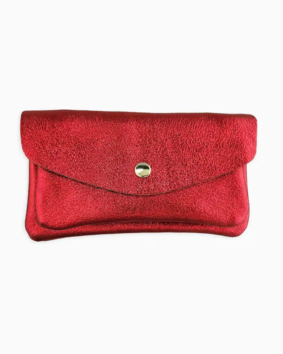 Royal Marais - Großer Geldbeutel aus metallischem Leder • Rot - Geldbeutel - ROSA ECK Concept Store