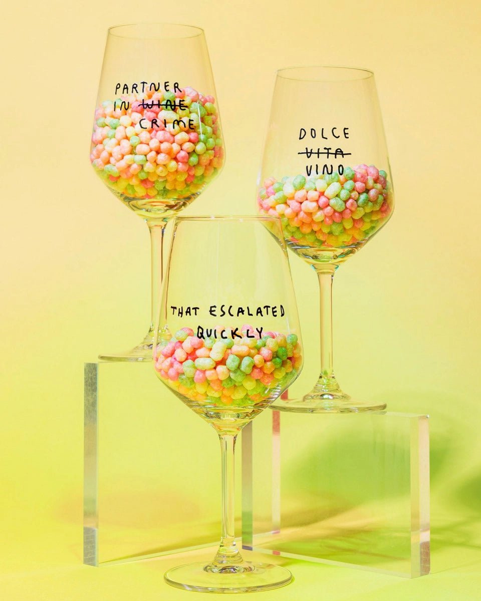 selekkt - DOLCE VINO Weinglas mit Spruch - Trinkglas - ROSA ECK Concept Store