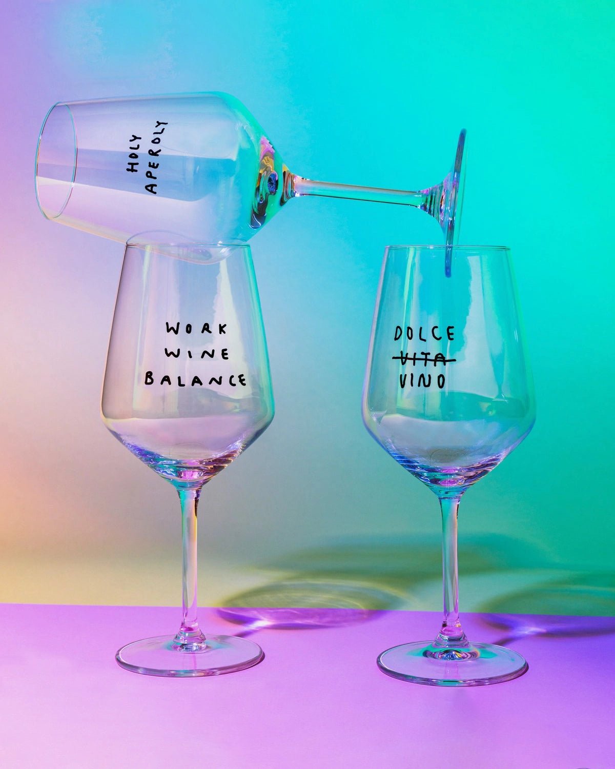 selekkt - DOLCE VINO Weinglas mit Spruch - Trinkglas - ROSA ECK Concept Store