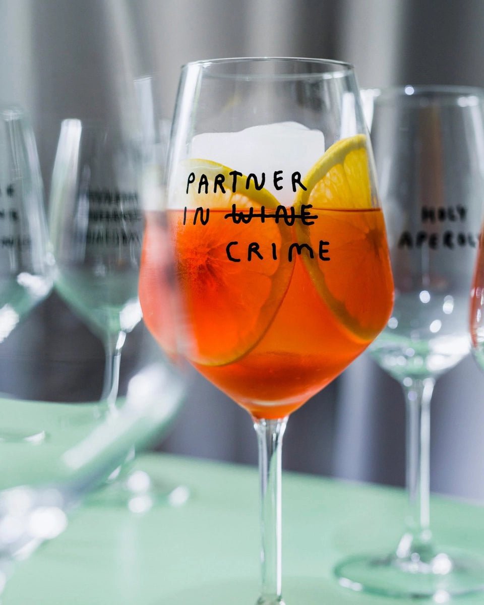 selekkt - PARTNER IN WINE Weinglas mit Spruch - Trinkglas - ROSA ECK Concept Store