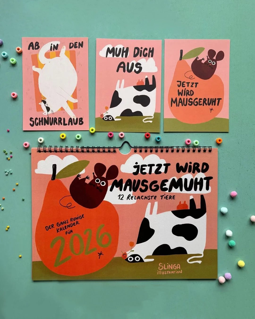Slinga Illustration - Der Faule Kalender (2026) - Kalender - ROSA ECK Concept Store