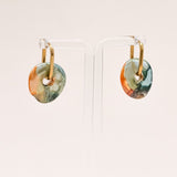Sonstige - GREEN/ORANGE CERAMIC DONUT Hoops - ROSA ECK - Gold, Grün,